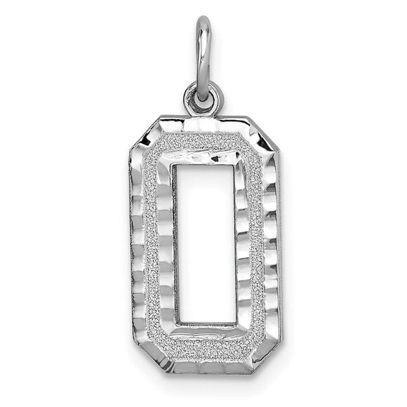 14k White Gold, Varsity Collection, Large D/C Pendant, Number 0 - Picture 1 of 5